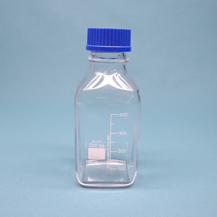 low actinic GL45 square bottles with GL45 screw cap